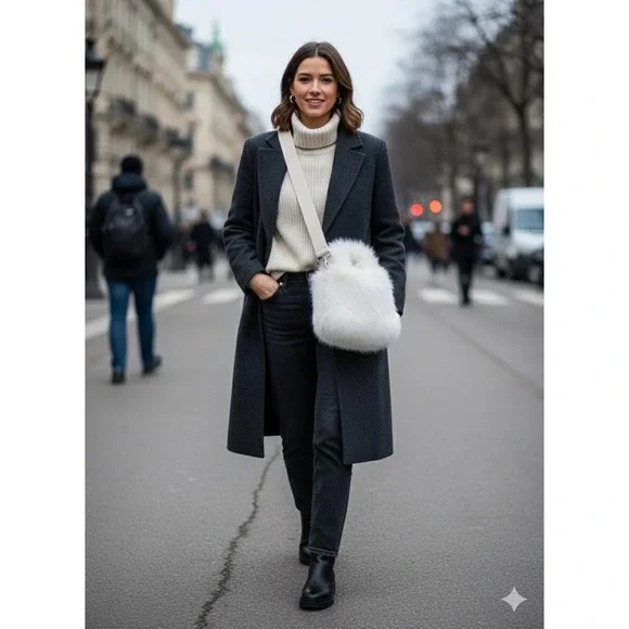 H&M Cream‎ Faux Fur Crossbody Bag Soft Plush Winter Cozy Minimalist - Picture 7 of 11